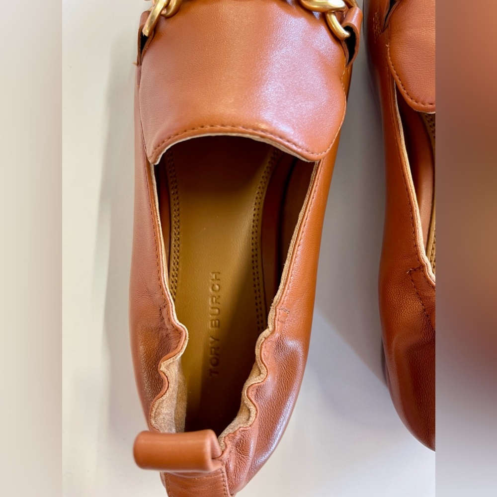 Tory Burch Mini Benton Calf Leather 20mm Charm Loafer in Ambra Tan sz 7 - Picture 3 of 9